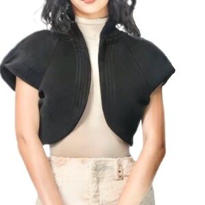 Vintage Inspired Fitted Bolero Shrug Jacket in Black Size M